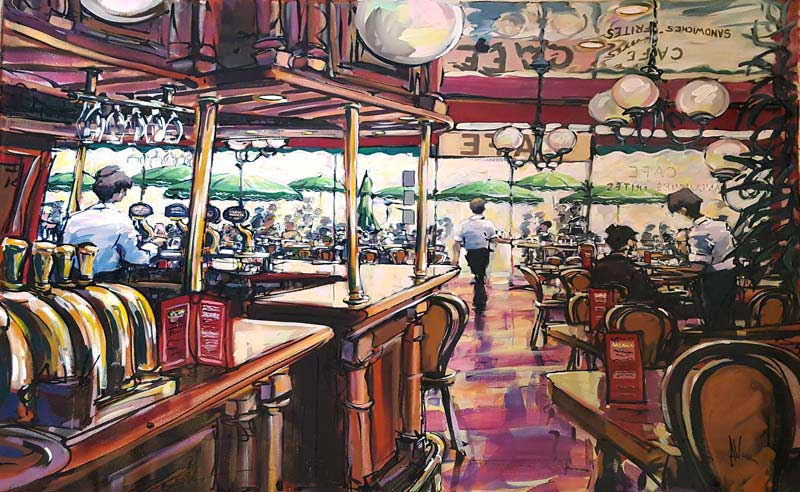 Au Cafe - Painting by Allan Stephens