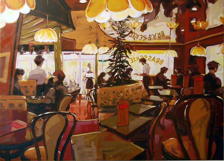 Du Monde en Terrasse - Painting by Allan Stephens