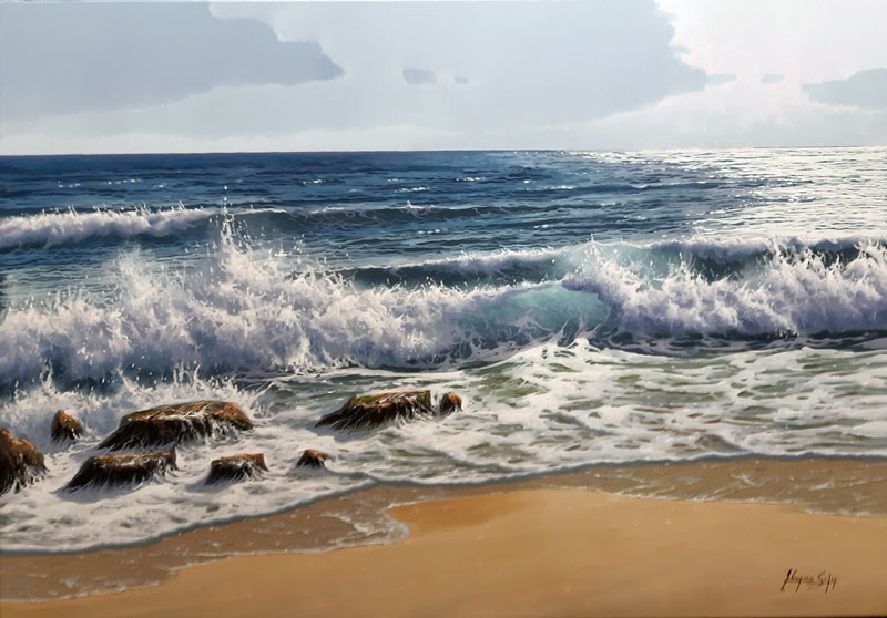 Argent Ocean - Painting by Antonio Soler