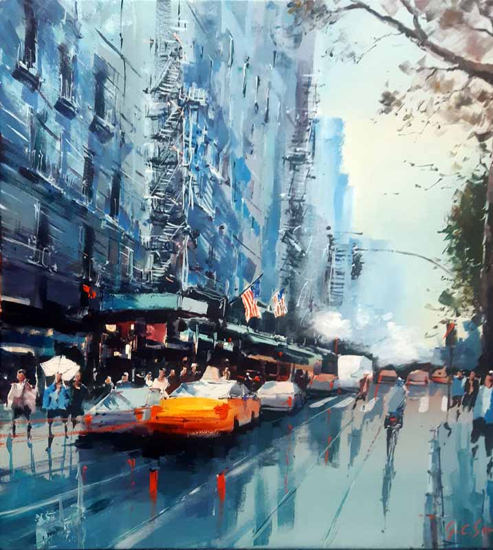 Raindrops in New York - painting by Gary Sams