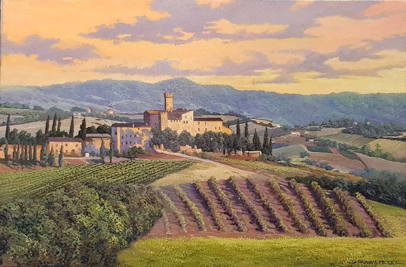 Tuscan Town - Painting by Graham Petley
