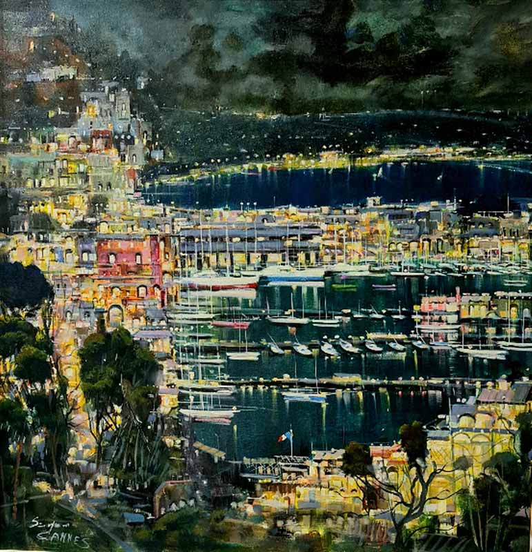 Cannes - Painting by Mario Sanzone