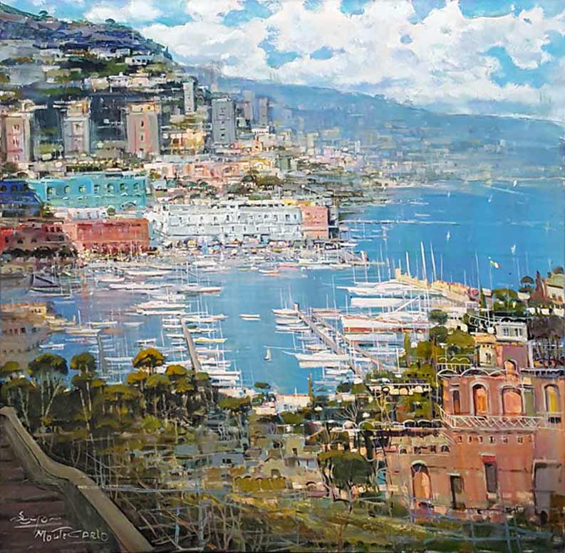 Monte Carlo Day - Painting by Mario Sanzone