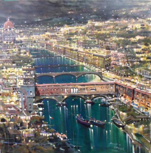Florence - Painting by Mario Sanzone