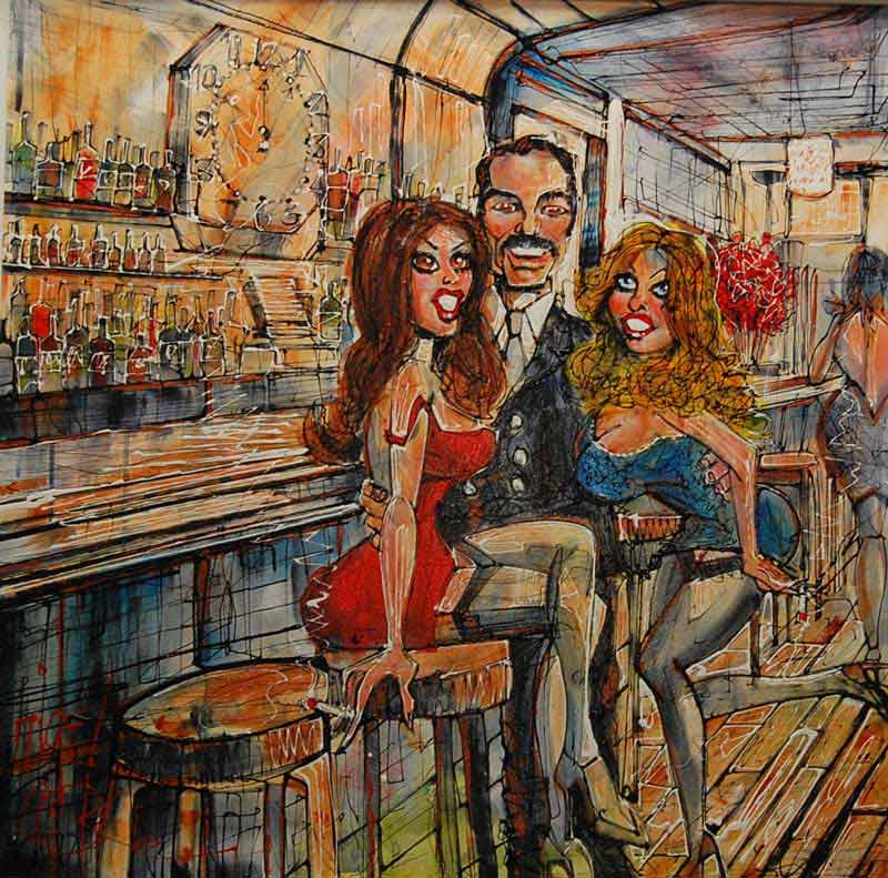Saucy Seats - Painting by Nigel Cooke