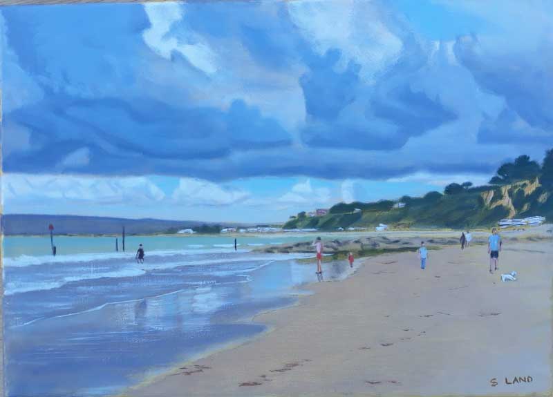 Branksome Chine Beach - Painting by Shaun Land