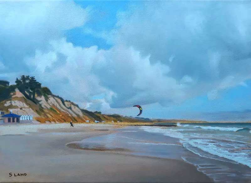 Kite Surfer, Branksome Dene - Painting by Shaun Land