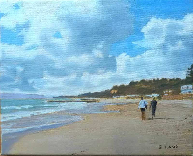 Two Women, Branksome Beach - Painting by Shaun Land