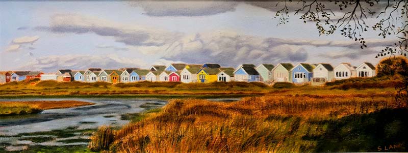 Mudeford Huts - Painting by Shaun Land