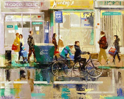 The Cycle Lane - Painting by Veronika Benoni
