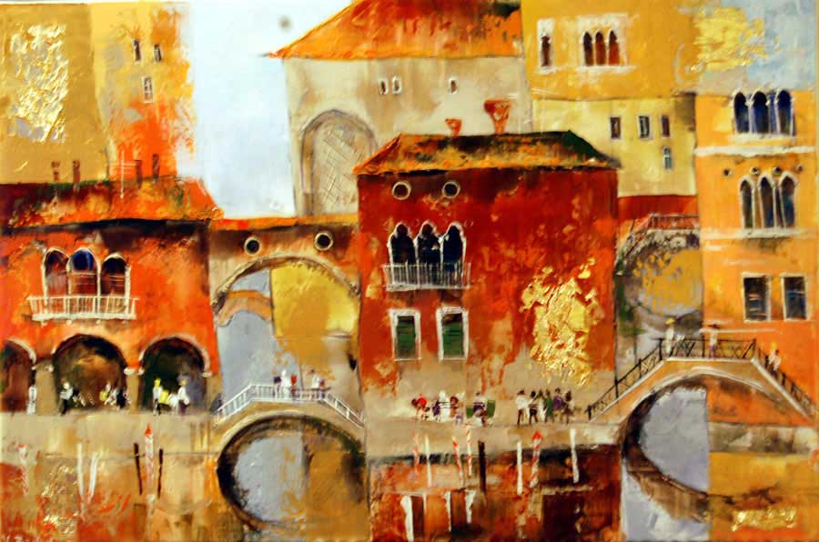 Bridges of Venice - Painting by Veronika Benoni