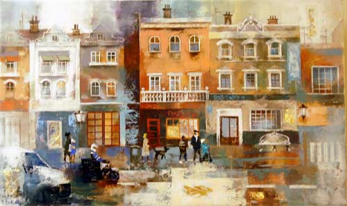 The Old Street - Painting by Veronika Benoni