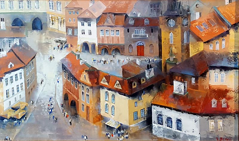 The Old Town - Painting by Veronika Benoni